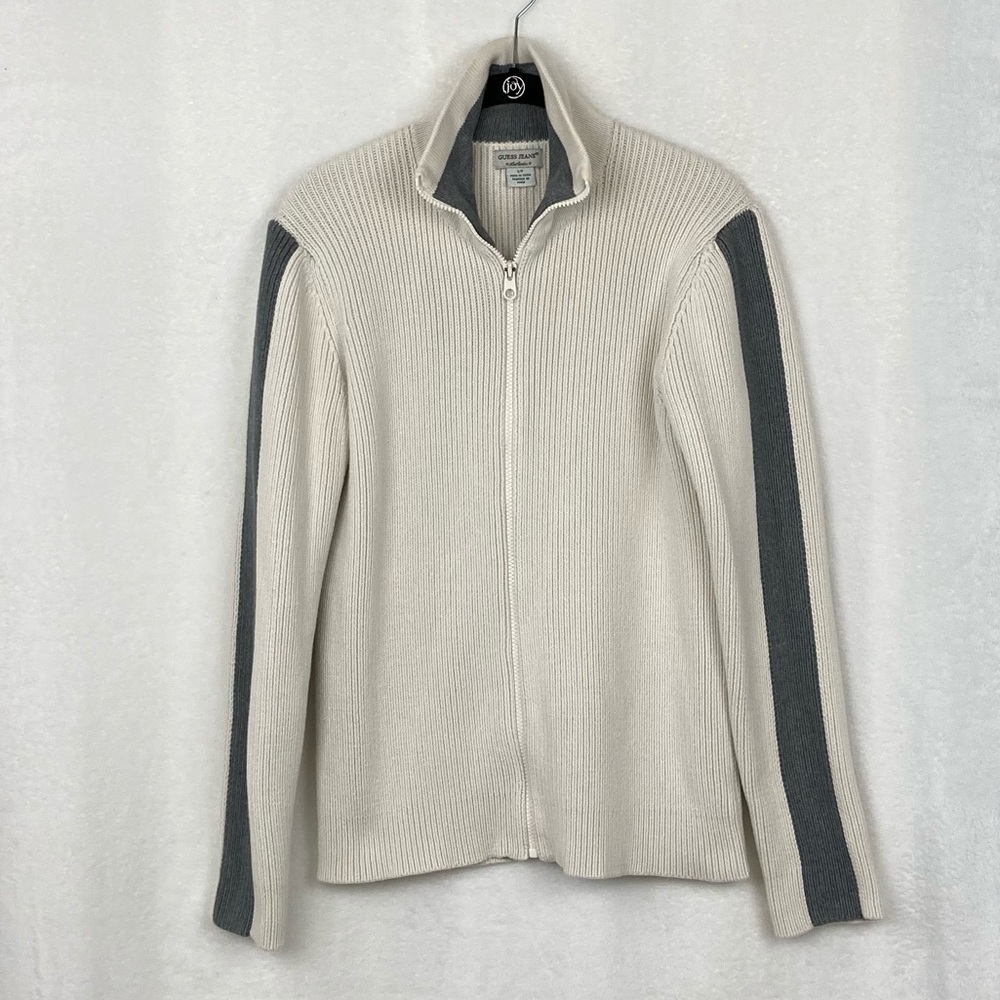 Guess Jeans Men’s VTG Heavyweight Mock Neck Zip Cardigan sz Small